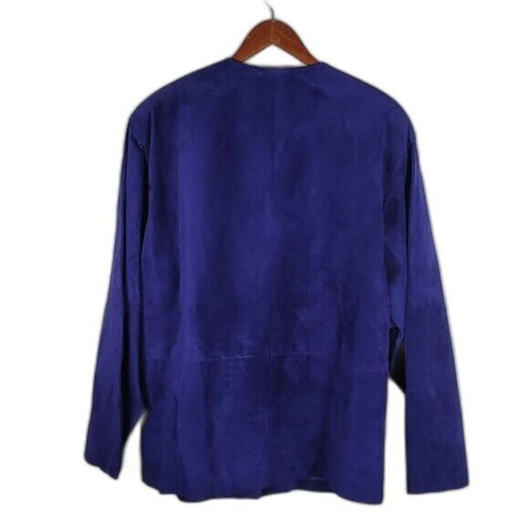 Purple Suede Lined Size 10/12 Shoulder Pads Button Blazer Jacket 90s Size 10/12 - Picture 11 of 13